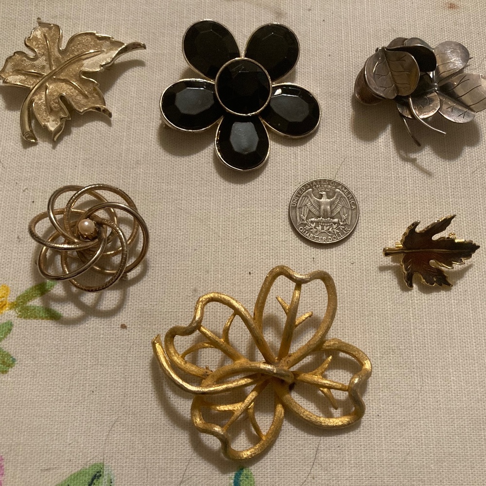 6 Flower and leaf pins